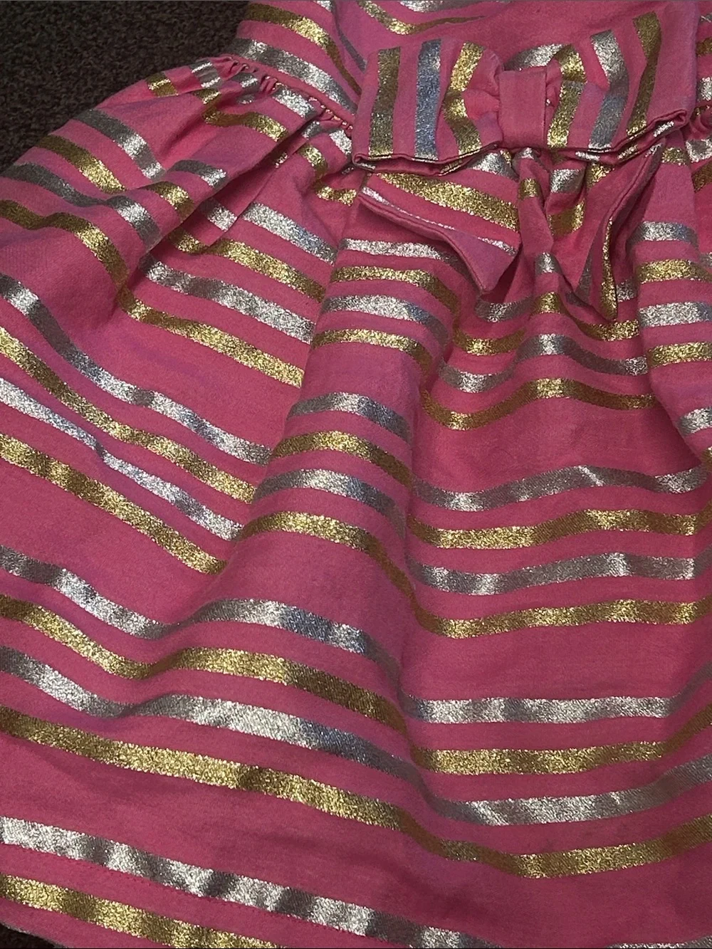 Gymboree Pink Dress with Gold and Silver Stripes
